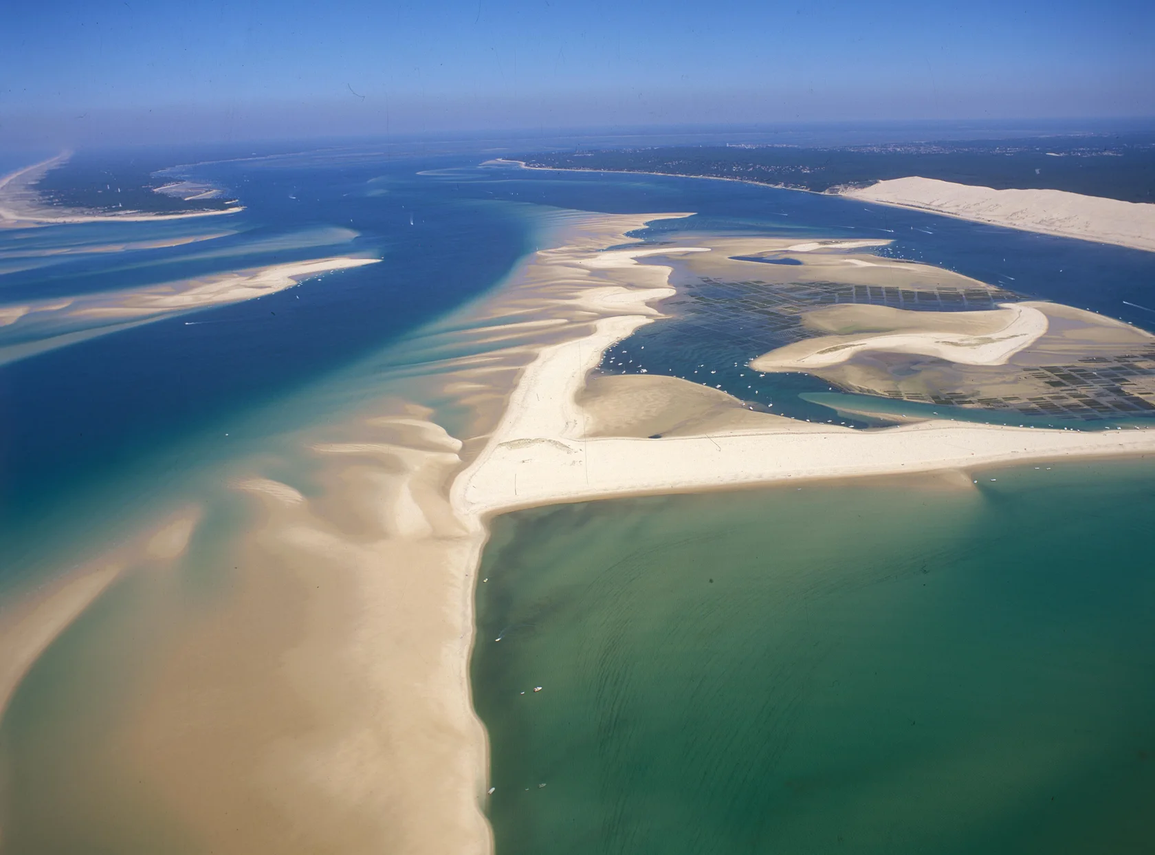 Vue aérienne du Bassin et de ses bancs de sable